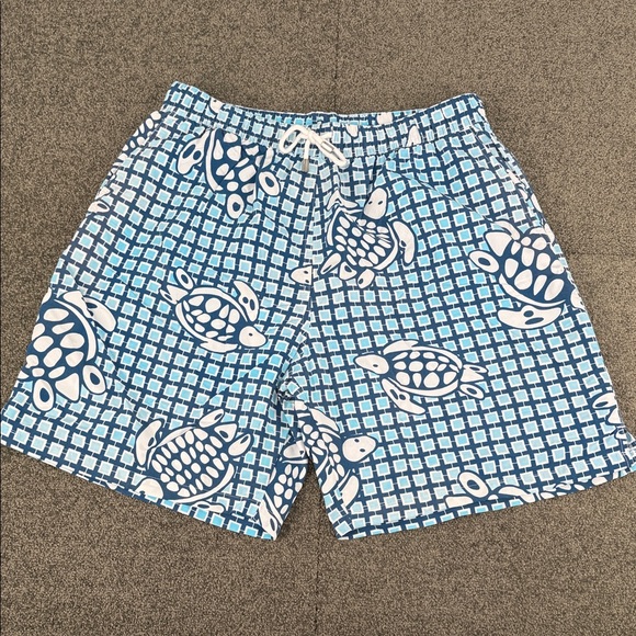 Peter Millar Other - Peter Millar Swim Trunks Mens Medium Shorts Bottoms Blue Turtle Drawstring